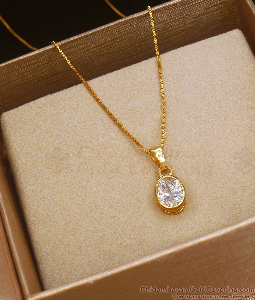 White Oval Pendant Chain Gold Plated Jewelry SMDR956