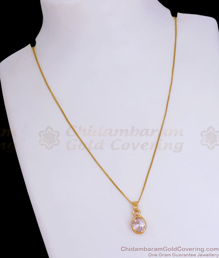 White Oval Pendant Chain Gold Plated Jewelry SMDR956