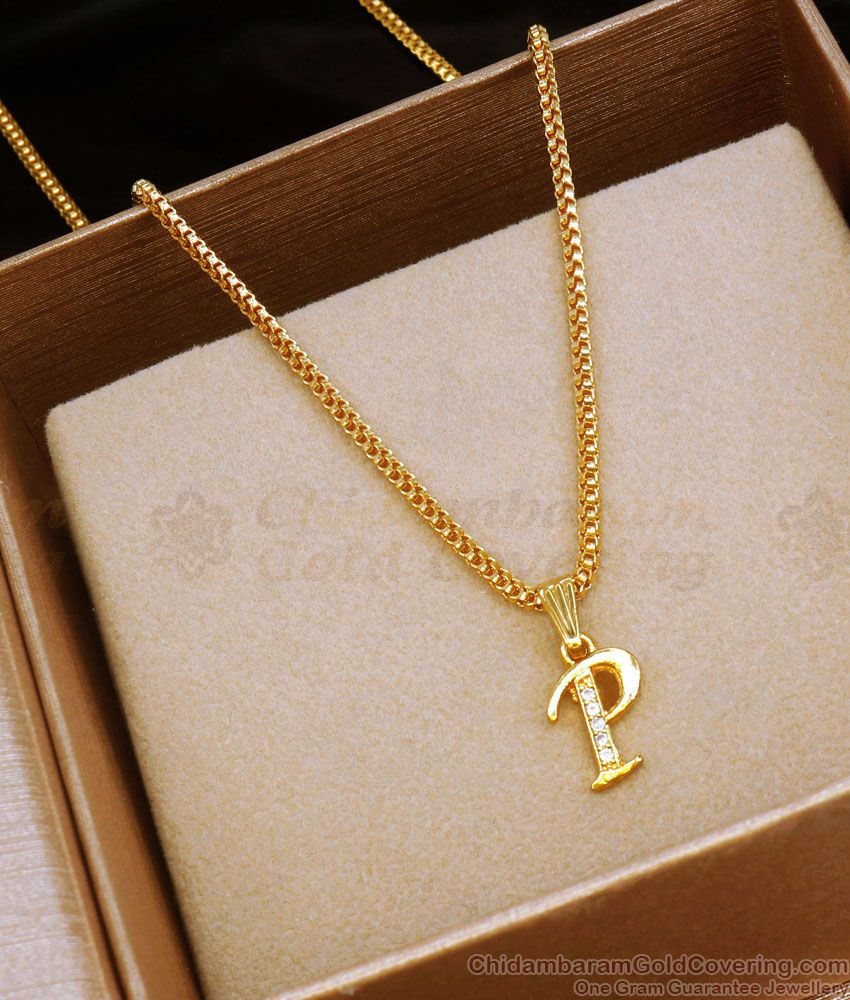 Letter P Design Gold Pendant Chain Shop Online SMDR962