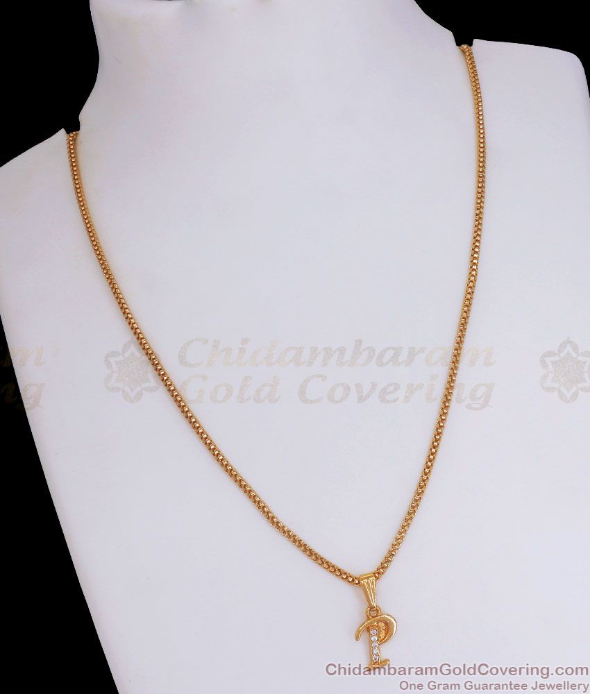 Letter P Design Gold Pendant Chain Shop Online SMDR962