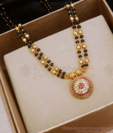 South Indian Traditional Black Beaded Mangalsutra With Ad Stone Dollar SMDR965