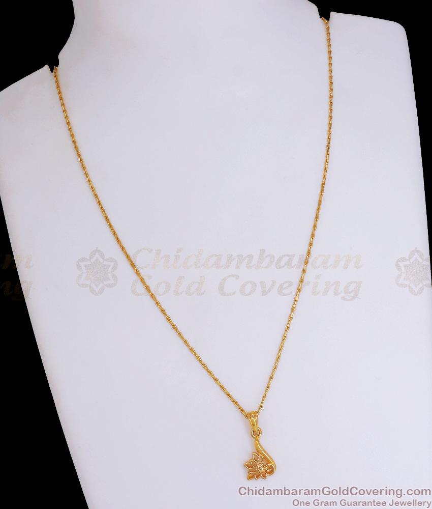 Stylish Office Wear Gold Plated Pendant Chain Floral Design Shop Online SMDR967