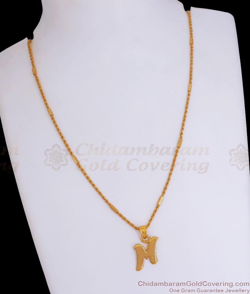 Letter M Gold Plated Pendant With Chain Daily Wear Collections SMDR971