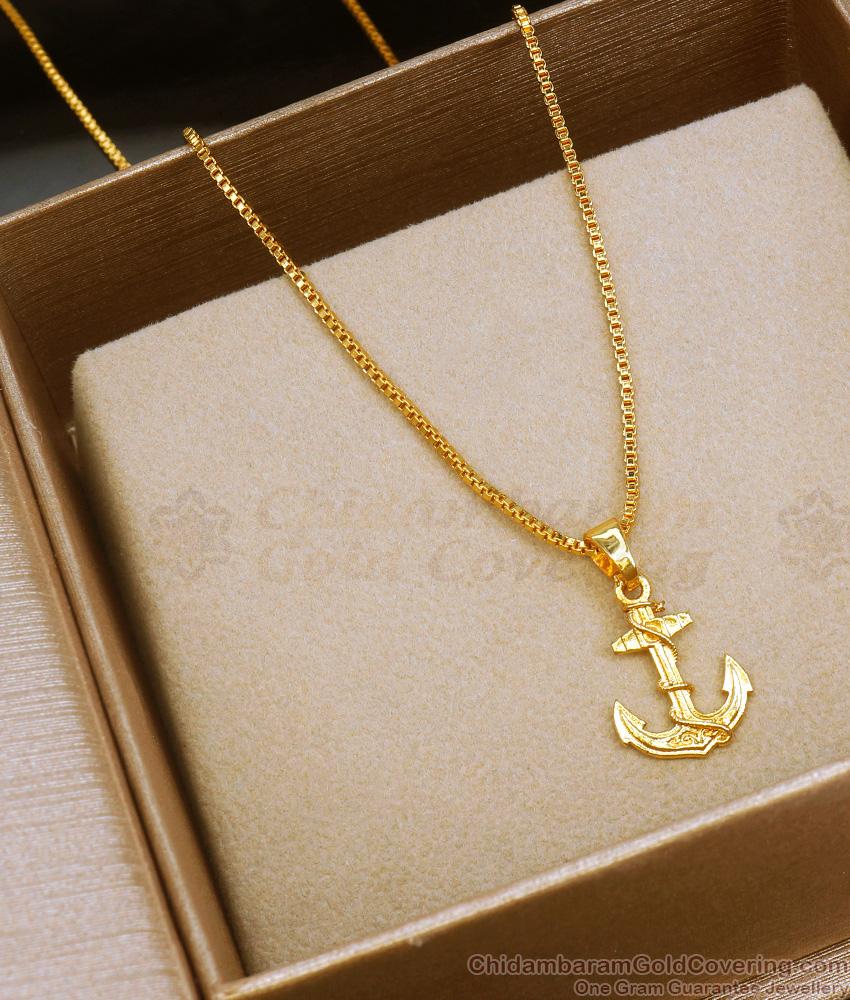 Pirates of the Caribbean Stylish Anchor Design Gold Pendant Chain Shop Online SMDR975