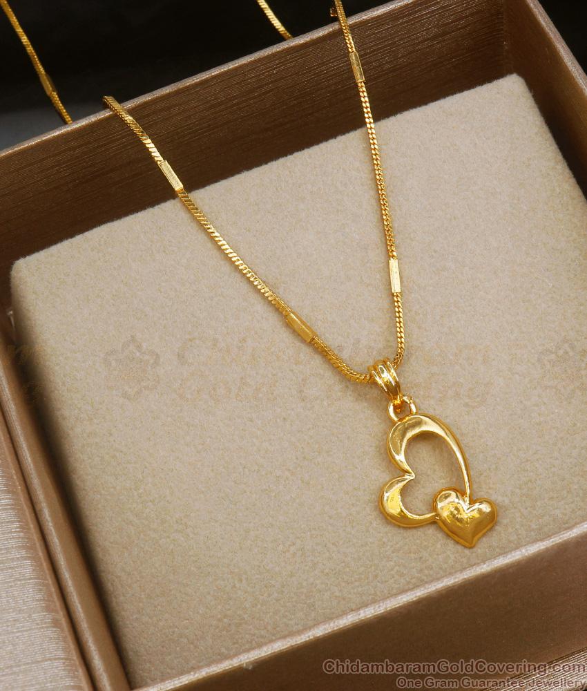 Dual Hearts 1 Gram Gold Pendant Chain Shop Online SMDR976