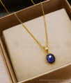 Oval Shaped Blue Sapphire Stone Gold Pendant Chain Shop Online SMDR982