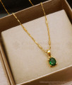 Emerald Green Lucky Stone Gold Pendant Chain Daily Wear Jewelry SMDR984