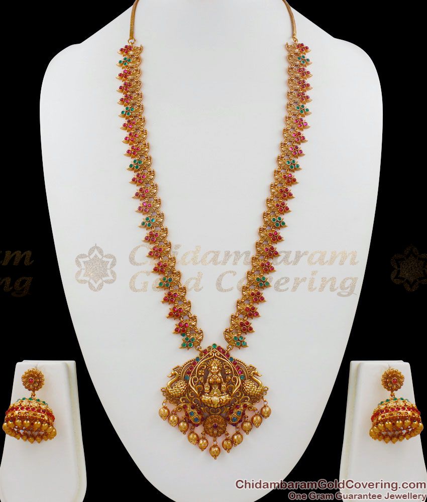 ANTQ1002 - Premium Finish Antique Nagas Jewelry First Quality Temple Set Haram Collections