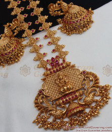 ANTQ1003 - Premium Antique Matt Finish Lakshmi Dollar Haram Set Bridal Collections ANTQ1003 - Premium Antique Matt Finish Lakshmi Dollar Haram Set Bridal Collections