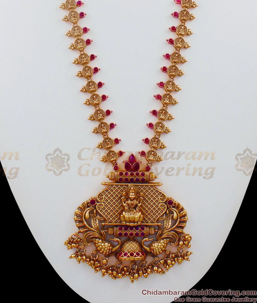 ANTQ1003 - Premium Antique Matt Finish Lakshmi Dollar Haram Set Bridal Collections