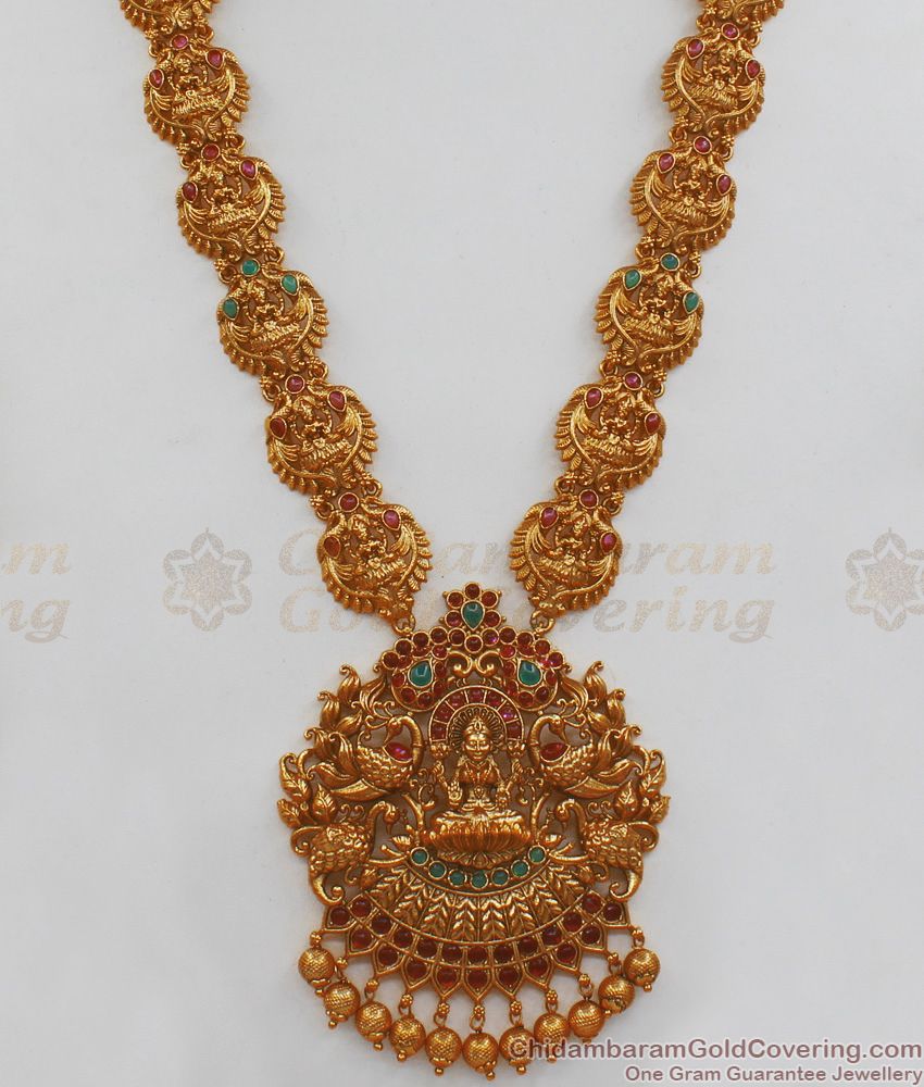 ANTQ1004 - Premium Antique Malai Nagas Jewelry Temple Haram Set Bridal Jewellery