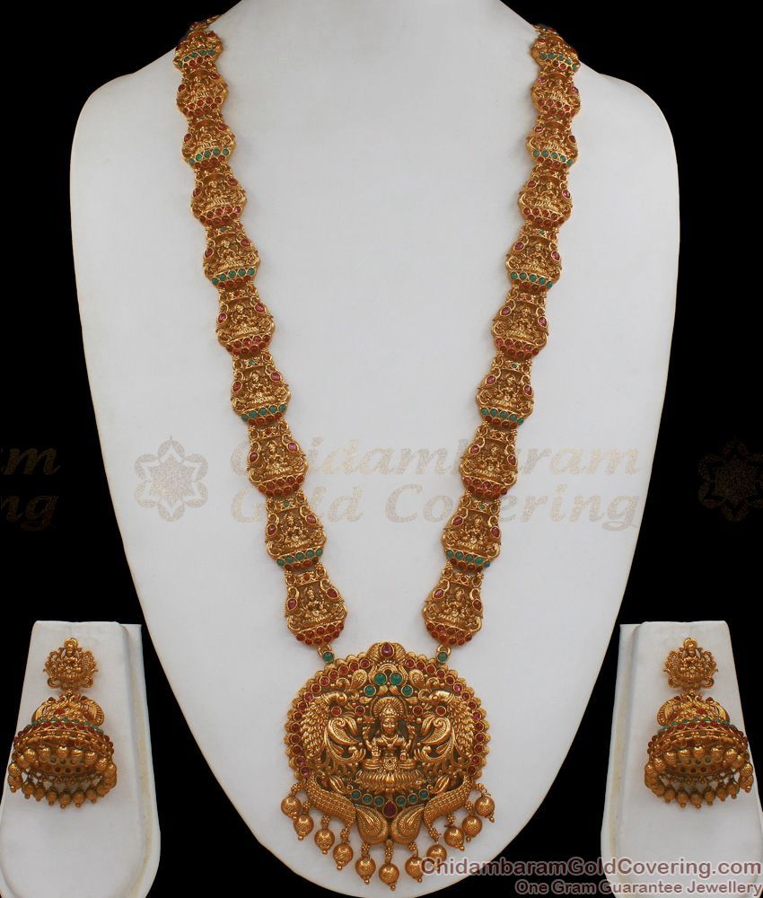 ANTQ1005 - Premium Finish Antique Nagas Jewelry First Quality Temple Set Haram Collections