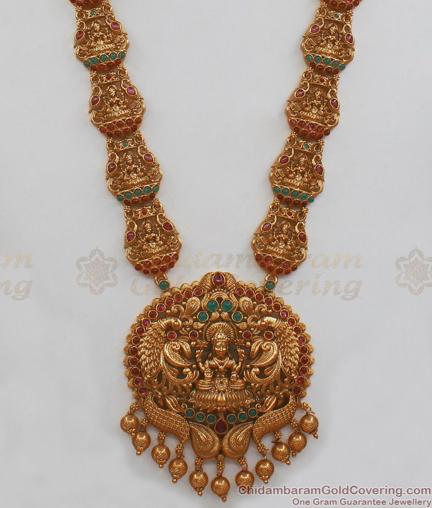 ANTQ1005 - Premium Finish Antique Nagas Jewelry First Quality Temple Set Haram Collections