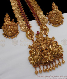 ANTQ1006 - Premium Antique Matt Finish Lakshmi Dollar Haram Set Bridal Collections ANTQ1006 - Premium Antique Matt Finish Lakshmi Dollar Haram Set Bridal Collections