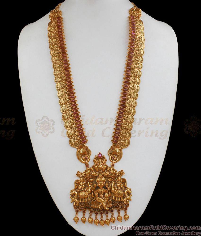 ANTQ1006 - Premium Antique Matt Finish Lakshmi Dollar Haram Set Bridal Collections