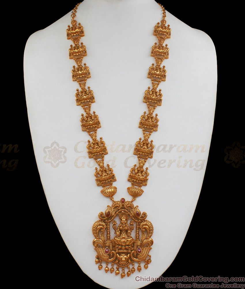 ANTQ1007 - Premium Antique Matt Finish Full Lakshmi Dollar Haram Set Bridal Collections