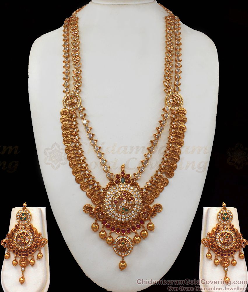 ANTQ1014 - Bridal Wear Premium Quality Antique Haaram Earrings Set