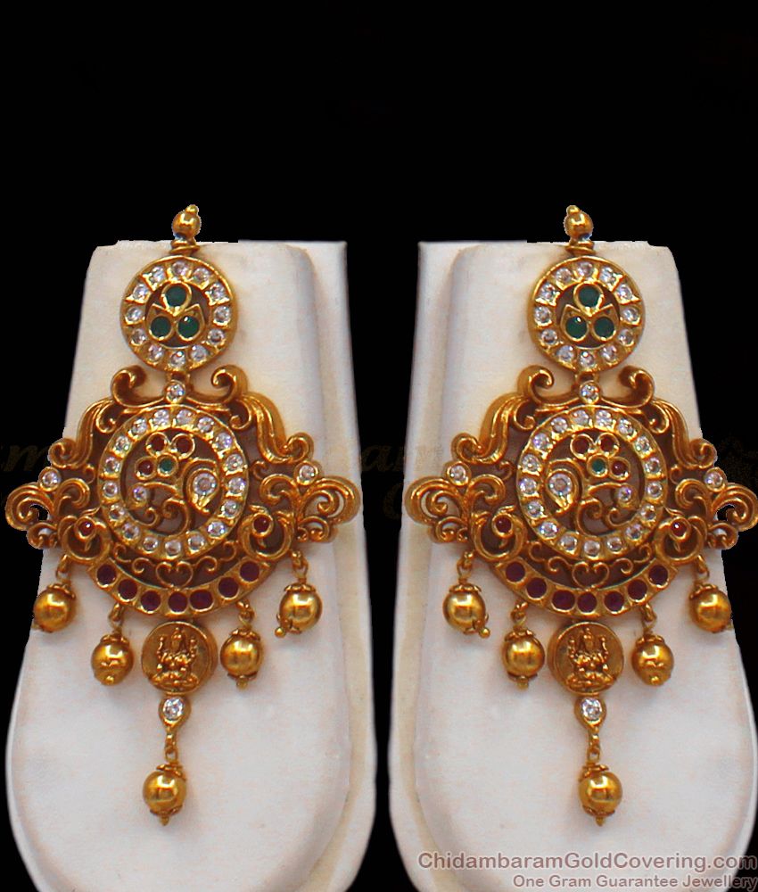 ANTQ1014 - Bridal Wear Premium Quality Antique Haaram Earrings Set