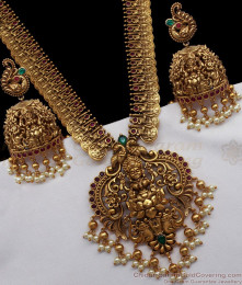 ANTQ1021 - Premium Finish Antique Nagas Jewelry Real Gold Tone Temple Set Haram Collections ANTQ1021 - Premium Finish Antique Nagas Jewelry Real Gold Tone Temple Set Haram Collections