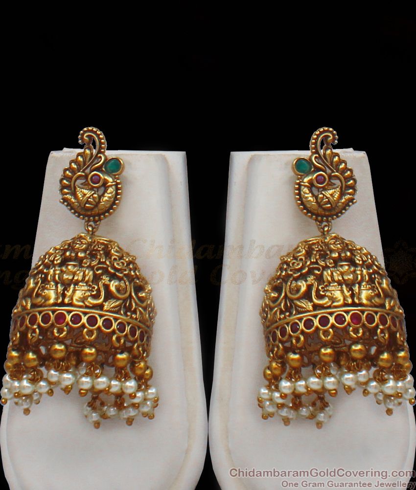 ANTQ1021 - Premium Finish Antique Nagas Jewelry Real Gold Tone Temple Set Haram Collections