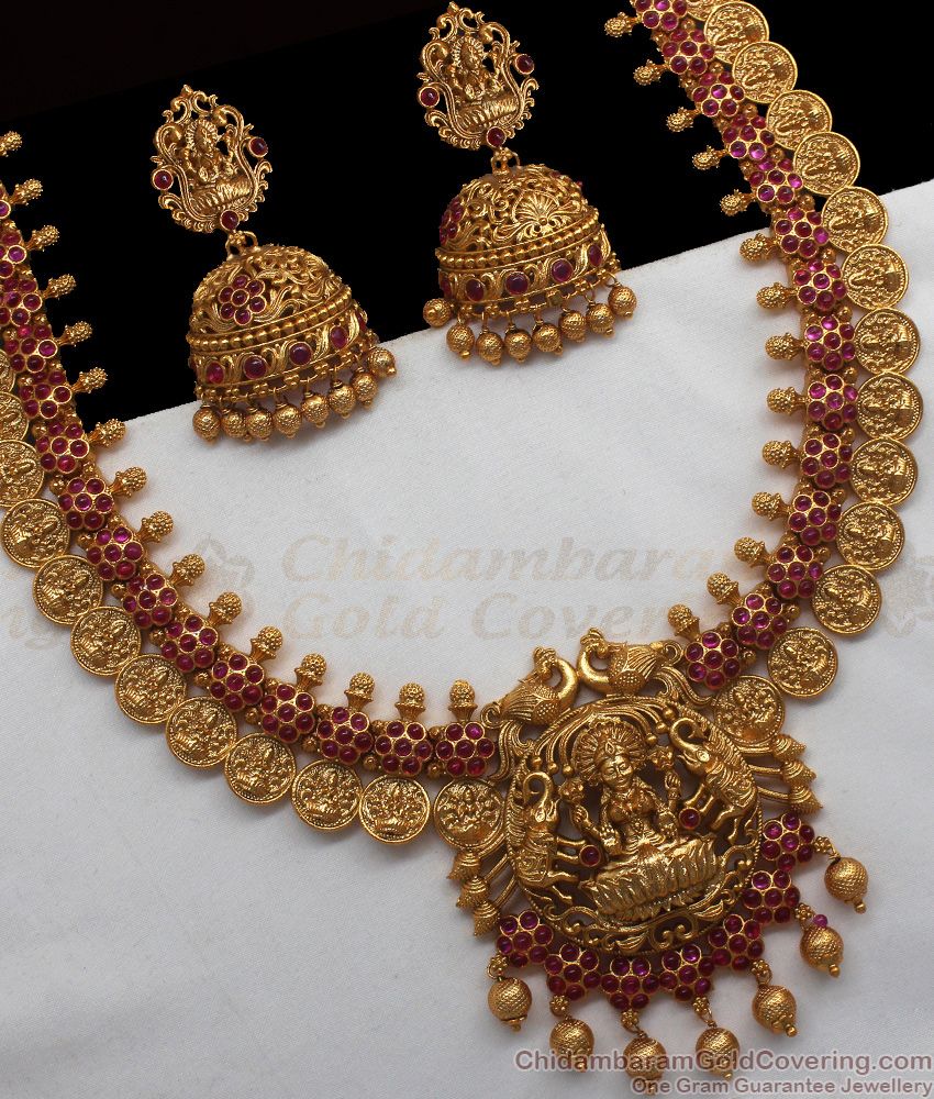 ANTQ1022 - Premium Finish Antique Kasu Malai Nagas Jewelry First Quality Temple Set Haram Collections