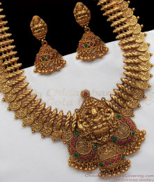 ANTQ1023 - First Quality Premium Antique Long Gold Haaram With Earrings ANTQ1023 - First Quality Premium Antique Long Gold Haaram With Earrings