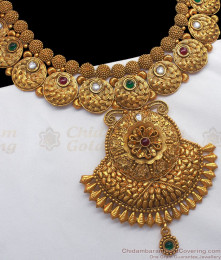 ANTQ1025 - Grand Bridal Wear Antique Dull Gold Haram Collections ANTQ1025 - Grand Bridal Wear Antique Dull Gold Haram Collections