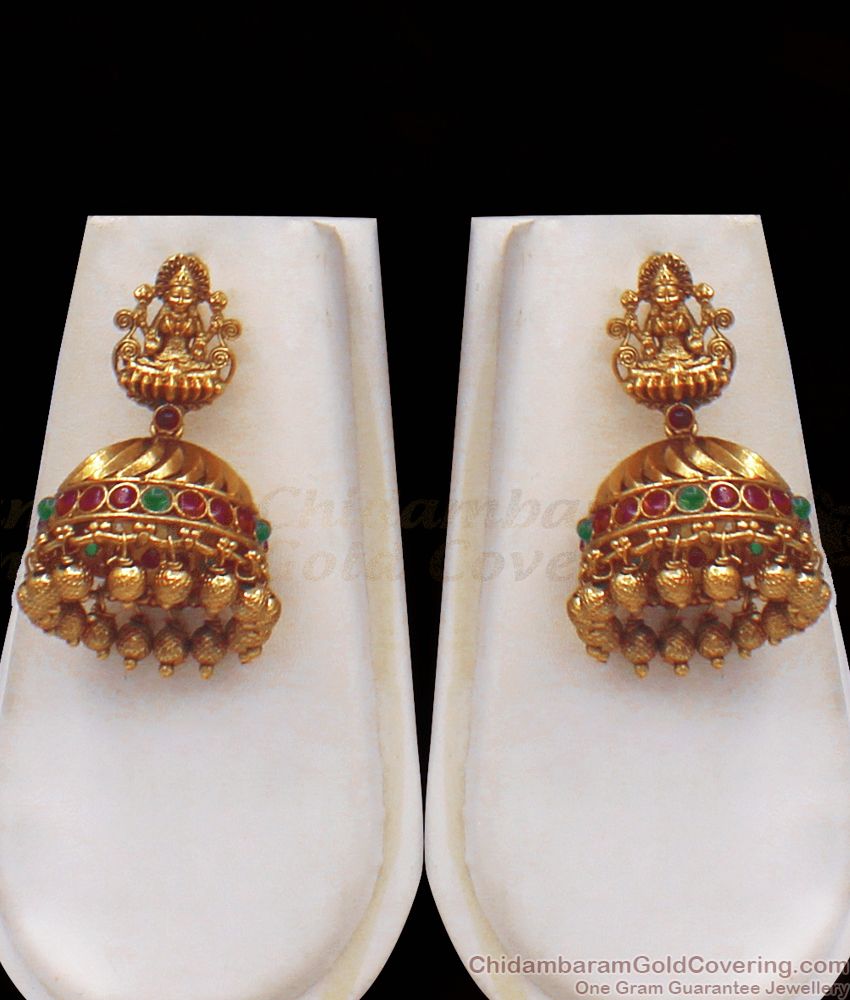 ANTQ1029 - Gorgeous Temple Jewellery Sets Big Jhumka Earrings Antique Gold Collections