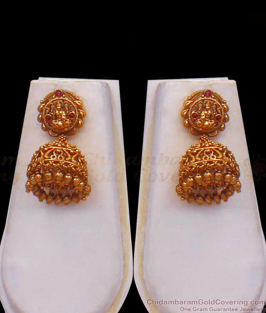 ANTQ1031 - Antique Haram Traditional Lakshmi Mango Design Long Necklace Earring Combo