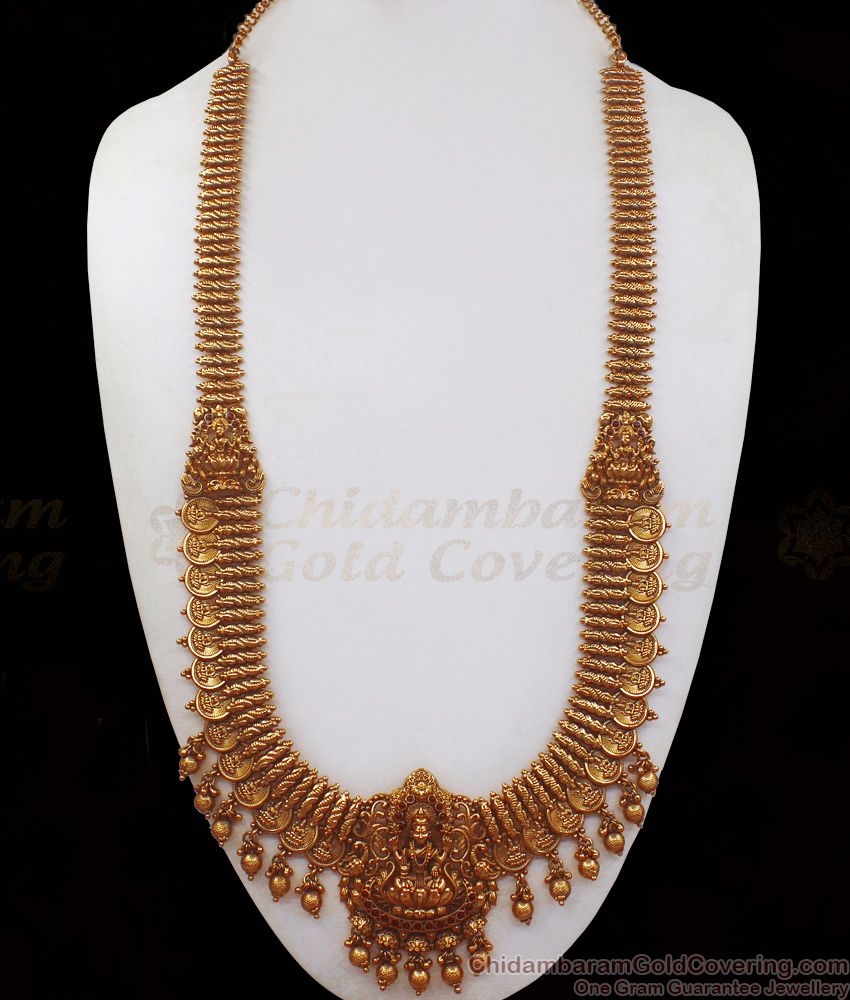 ANTQ1034 - Premium Nagas Temple Jewelry Lakshmi Kasu Haram Earring Combo
