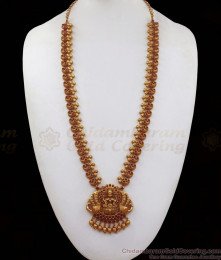 ANTQ1035 - Premium Antique Haram Mullai Poo Lakshmi Design Ruby Stone Necklace Earring Combo ANTQ1035 - Premium Antique Haram Mullai Poo Lakshmi Design Ruby Stone Necklace Earring Combo