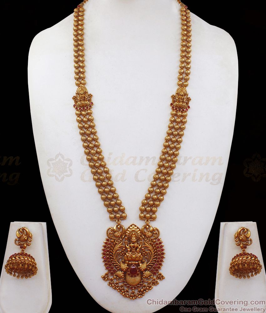 ANTQ1037 - Premium Nagas Collection Golden Beads Antique Haram Earring Combo