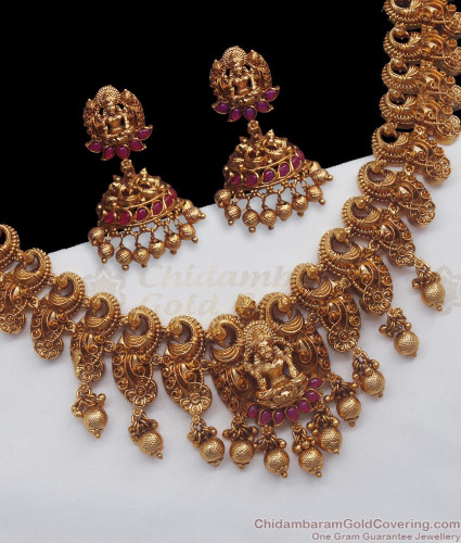 ANTQ1040 Antique Haram Earring Combo Grand Lakshmi Temple Jewelry