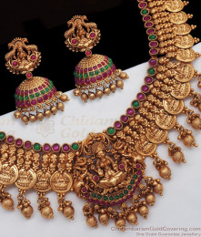 ANTQ1041 - One Gram Gold Antique Haram and Earrings An Complete Bridal Look ANTQ1041 - One Gram Gold Antique Haram and Earrings An Complete Bridal Look