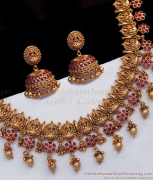 ANTQ1042 - One Gram Gold Antique Haram and Earring Set Gift For Loved One ANTQ1042 - One Gram Gold Antique Haram and Earring Set Gift For Loved One