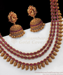 ANTQ1043 - Premium Antique Haram Ruby Kemp Stone Earring Combo ANTQ1043 - Premium Antique Haram Ruby Kemp Stone Earring Combo