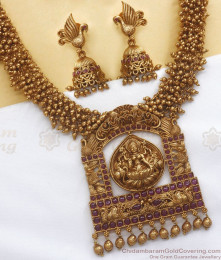 ANTQ1044 - Premium Matt Finish Grand Antique Long Gold Haaram For Bridal Wear ANTQ1044 - Premium Matt Finish Grand Antique Long Gold Haaram For Bridal Wear