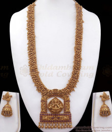 ANTQ1044 - Premium Matt Finish Grand Antique Long Gold Haaram For Bridal Wear ANTQ1044 - Premium Matt Finish Grand Antique Long Gold Haaram For Bridal Wear