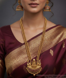 ANTQ1047 - Premium Antique Haram Matt Beads Design Ruby Stone Earring Combo ANTQ1047 - Premium Antique Haram Matt Beads Design Ruby Stone Earring Combo