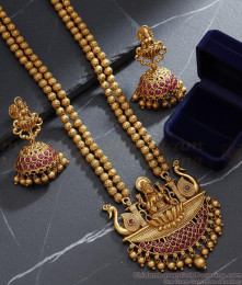 ANTQ1047 - Premium Antique Haram Matt Beads Design Ruby Stone Earring Combo