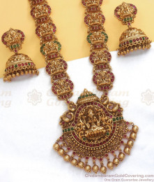 ANTQ1050 - Grand Lakshmi Haram Antique Nagas Design With Jhumki ANTQ1050 - Grand Lakshmi Haram Antique Nagas Design With Jhumki