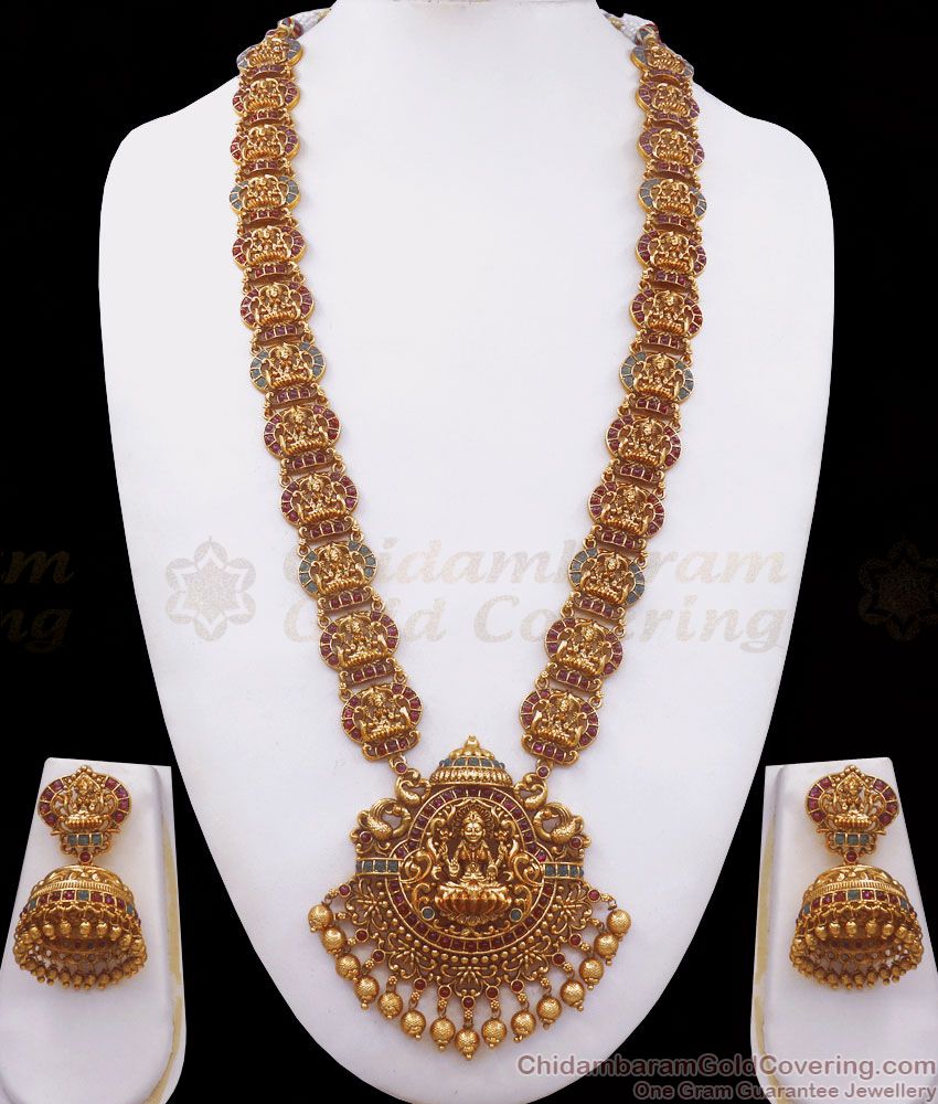 ANTQ1050 - Grand Lakshmi Haram Antique Nagas Design With Jhumki