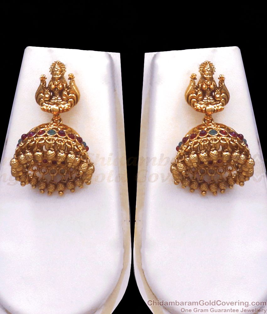 ANTQ1051 - Premium Antique Nagas Haram Lakshmi Pattern Earring Set Shop Online