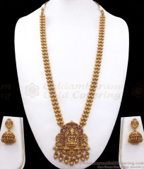 ANTQ1053 - Premium Antique Haram Beads Pattern Lakshmi Dollar Earring Combo ANTQ1053 - Premium Antique Haram Beads Pattern Lakshmi Dollar Earring Combo