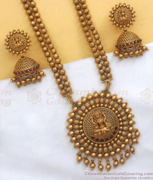 ANTQ1054 - Premium Lakshmi Dollar Antique Haram Beads Pattern Earring Combo ANTQ1054 - Premium Lakshmi Dollar Antique Haram Beads Pattern Earring Combo