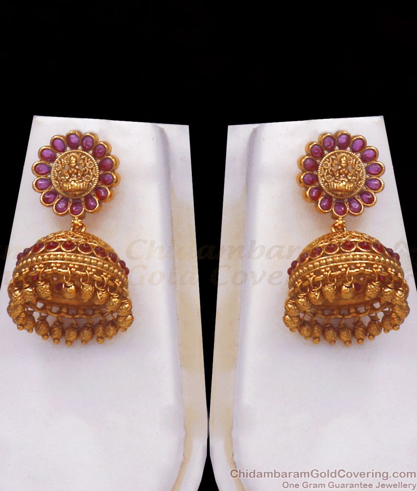 ANTQ1055 - Premium Antique Gold Pattern Lakshmi Haram Earring Combo Bridal Jewelry