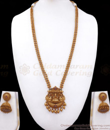 ANTQ1056 - Premium Nagas Antique Haram Earring Set Lakshmi Pattern Bridal Wear ANTQ1056 - Premium Nagas Antique Haram Earring Set Lakshmi Pattern Bridal Wear