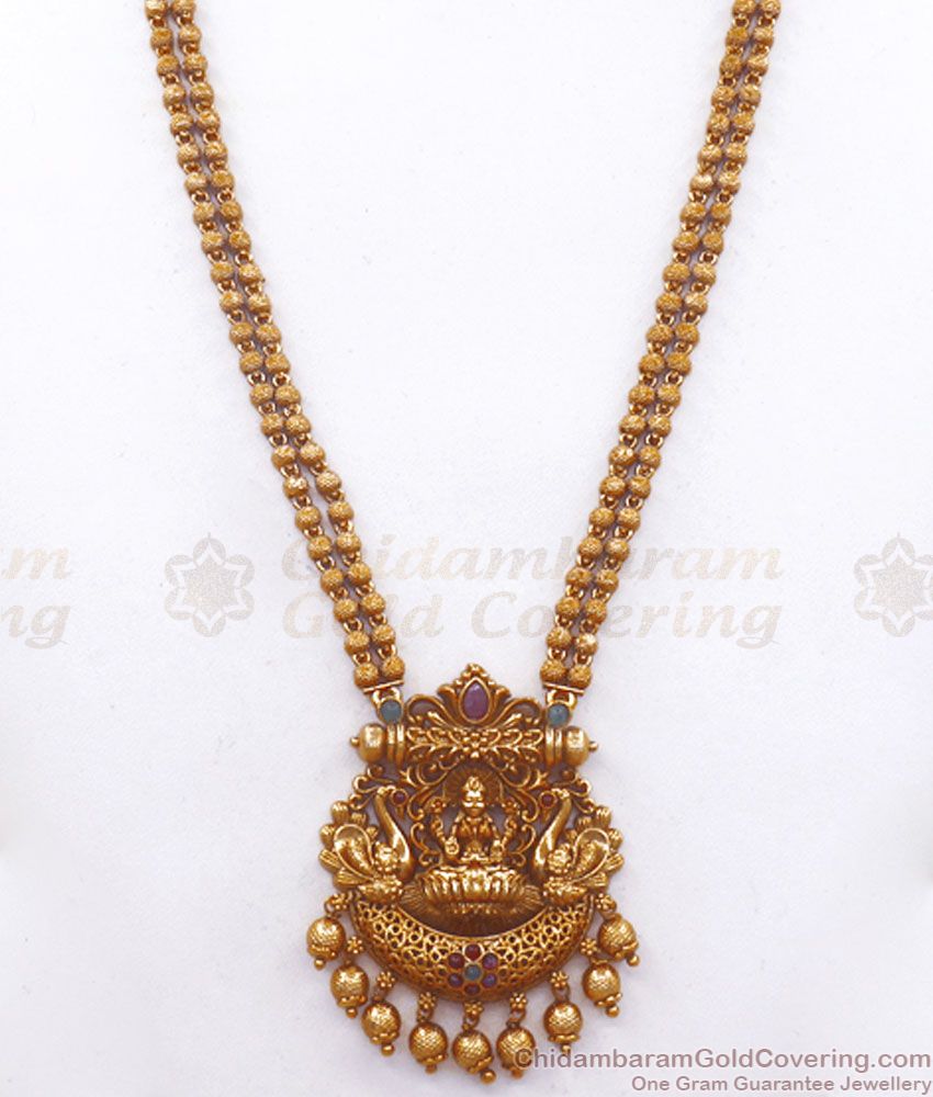 ANTQ1056 - Premium Nagas Antique Haram Earring Set Lakshmi Pattern Bridal Wear