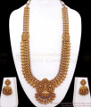 ANTQ1057 - Matt Finish Premium Antique Haram Earring Set Lakshmi Pattern Bridal Wear