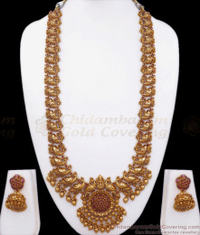 ANTQ1058 - High Quality Nagas Antique Haram Earring Set Peacock Design Shop Online ANTQ1058 - High Quality Nagas Antique Haram Earring Set Peacock Design Shop Online